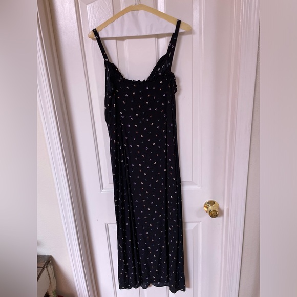 Topshop Black Ditsy Ruffle Maxi Slip Dress 12 - Picture 7 of 8